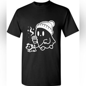 Fall ghost walking a dog t shirt